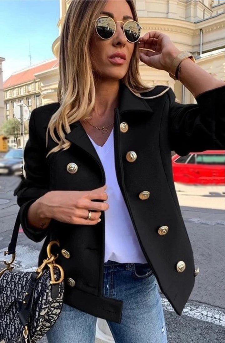Claudia Military Coat Jacket-Black