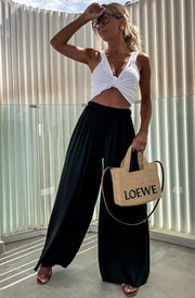 Esha Wide Leg Trousers-Black