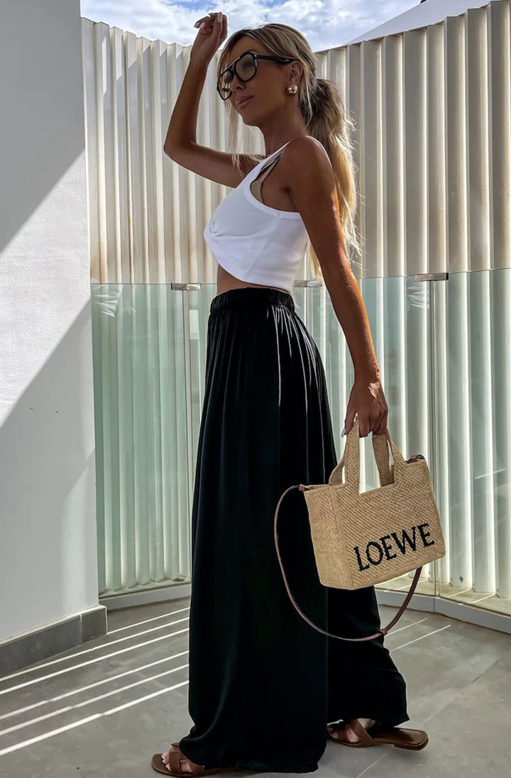 Esha Wide Leg Trousers-Black