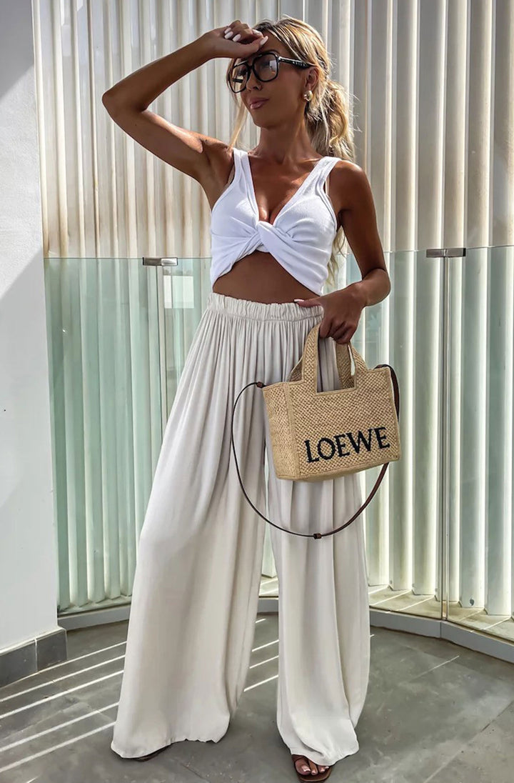 Esha Wide Leg Trousers-Cream