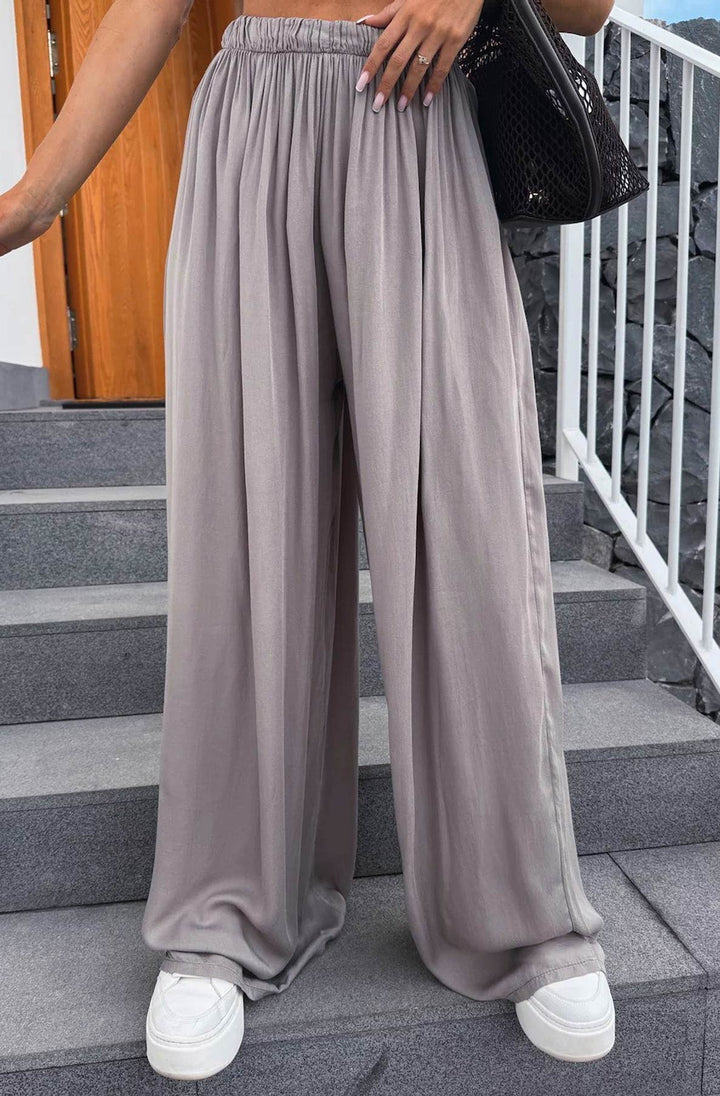 Esha Wide Leg Trousers-Grey