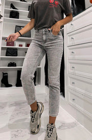 Yanna Denim Button Detail Jeans-Grey