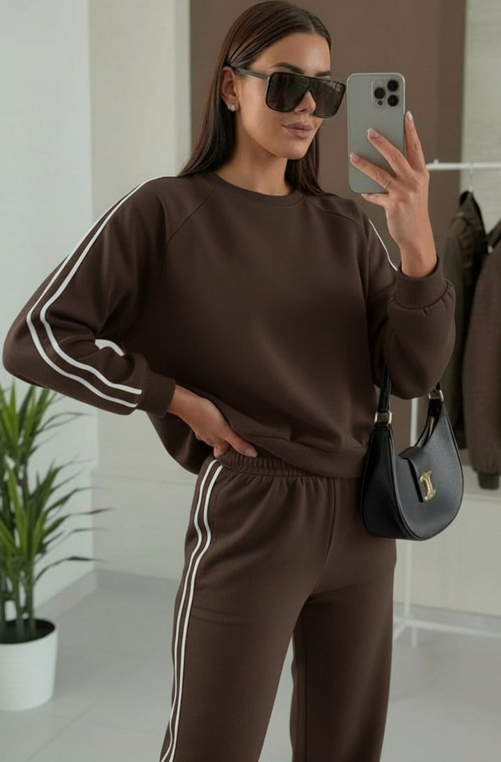 Alba Two-Piece Co-Ord Loungewear Set-Brown