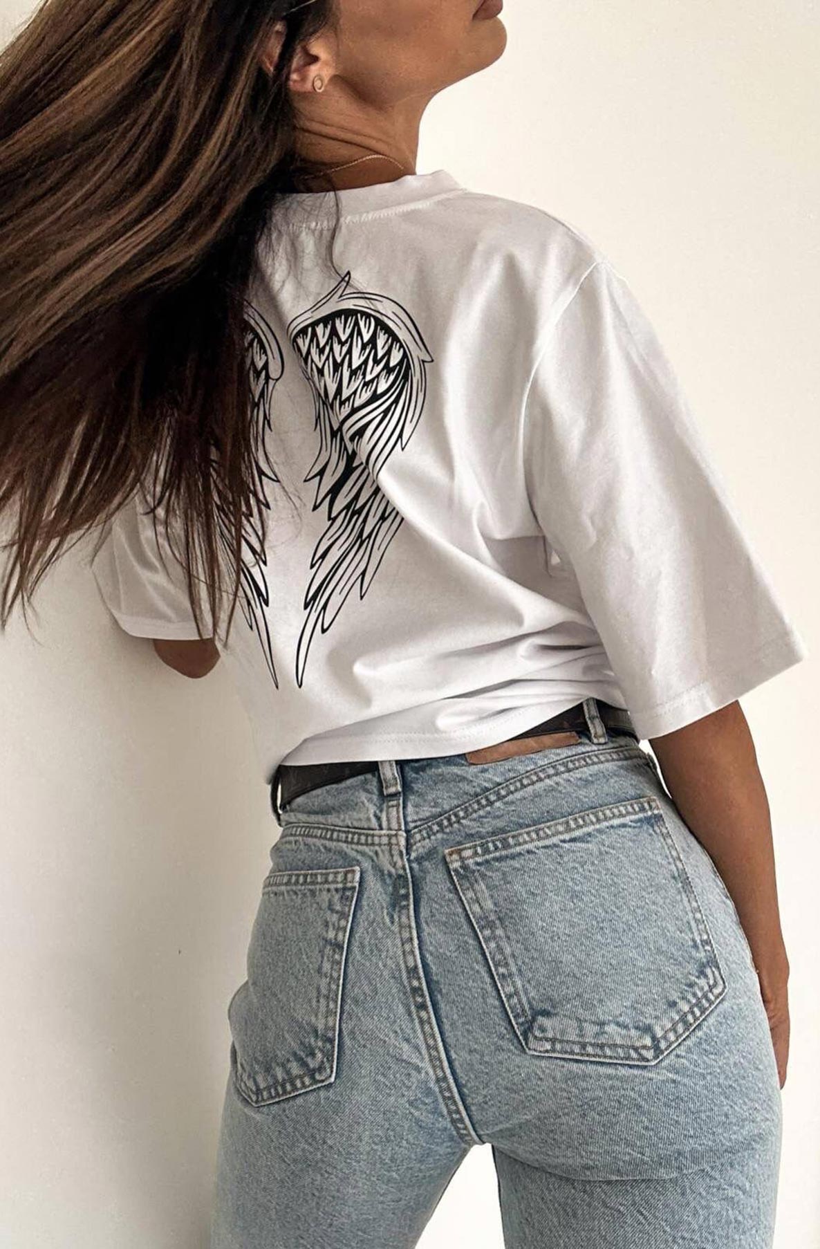 'Angel' Wings Graphic Printed T. Shirt Top-Ivory