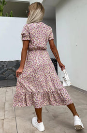 Anna Floral Side Slit Midaxi Dress-Mauve