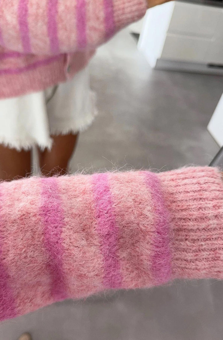 Annabelle Striped Cardigan-Pink