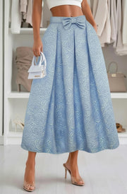 Arabella Rose Textured A-Line Pocket Midaxi Skirt-Blue