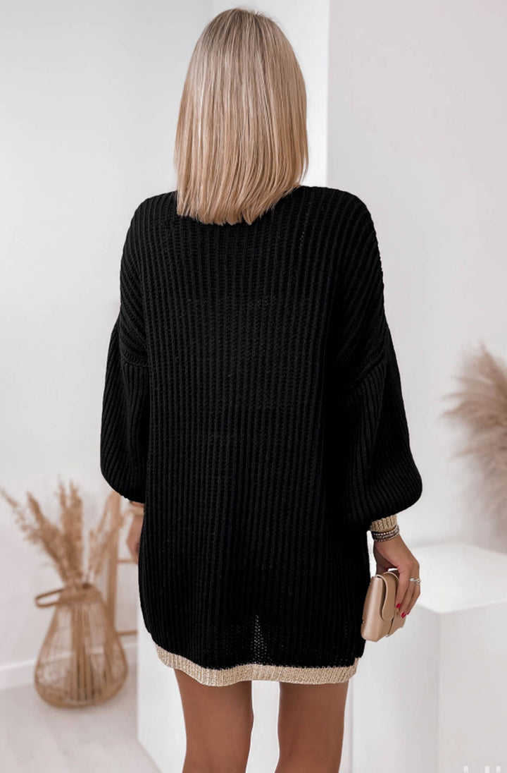 Becca Shimmer Knitted Longline Cardigan-Black