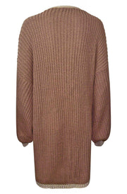 Becca Shimmer Knitted Longline Cardigan-Chocolate
