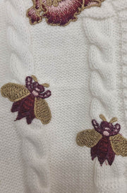Bianca Floral Embroidered Cardigan-Ivory