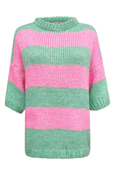Binka Striped Knitted Jumper Sweater Top-Pink
