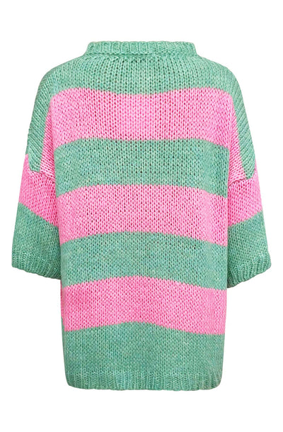 Binka Striped Knitted Jumper Sweater Top-Pink