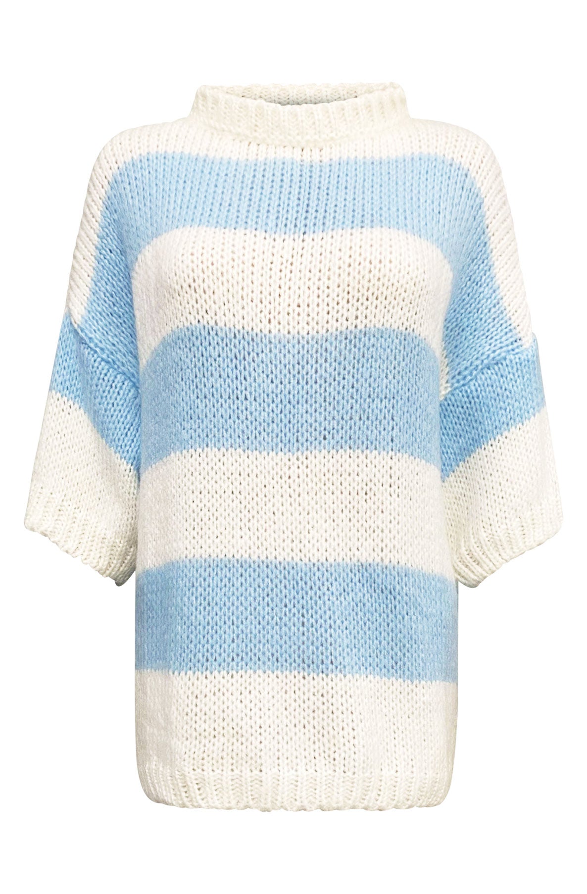 Binka Striped Knitted Jumper Sweater Top-Blue