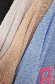 ‘BROOKLYN NY’ Oversized Lightweight Open-Knit Top-Ivory