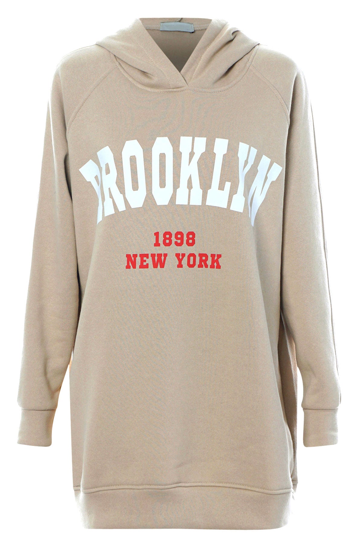 Brooklyn 'NY' Oversized Hoodie Jumper Sweatshirt-Stone