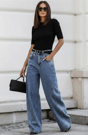 Calla Balloon Loose Fit High Waisted Denim Jeans-Light Blue