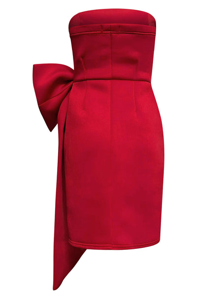 Candice Bandeau 'BOW' Scuba Dress-Red