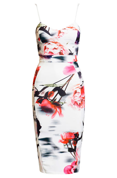 Candy Floral Bodycon Dress-Ivory