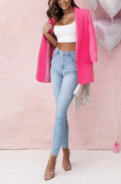 Carerra Oversized Blazer Jacket-Hot Pink