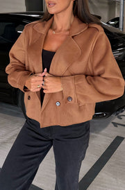 Cheryl Suedette Pocket Detail Jacket-Camel