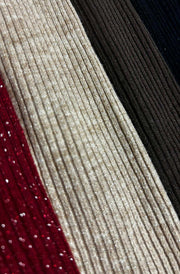 Dalia Shimmer Ribbed Light Knitted Sweater Jumper Top-Brown