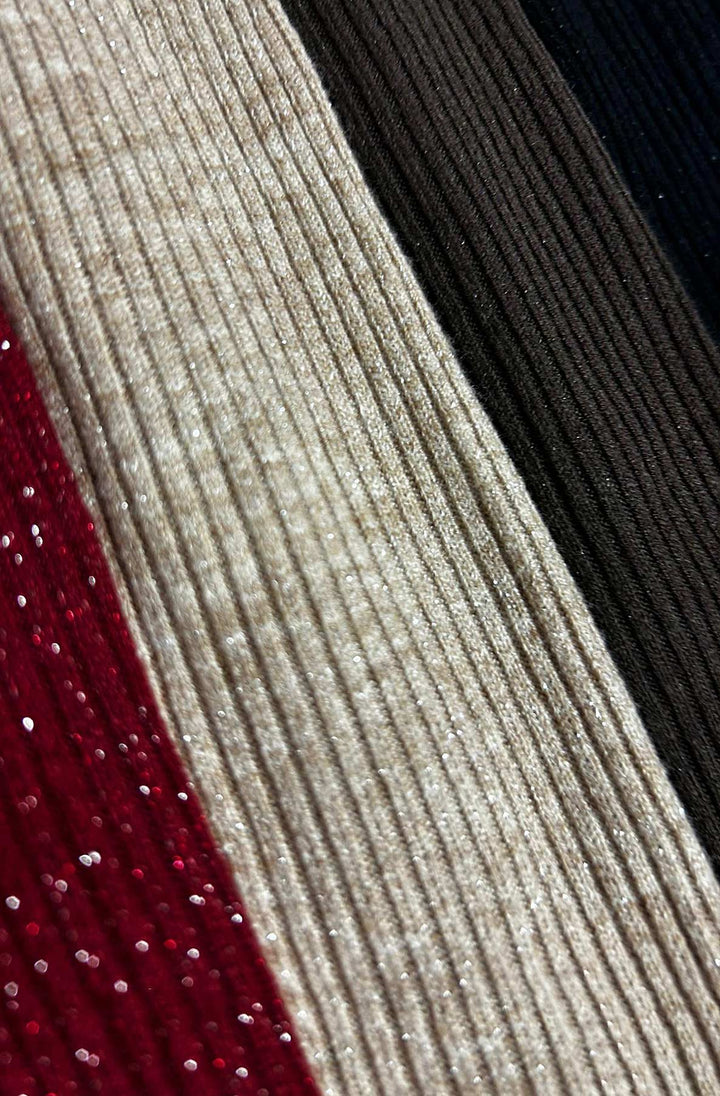 Dalia Shimmer Ribbed Light Knitted Sweater Jumper Top-Stone