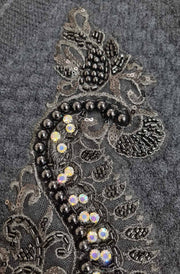 Dorothy Paisley Embellished Bubble Knit Cardigan-Black