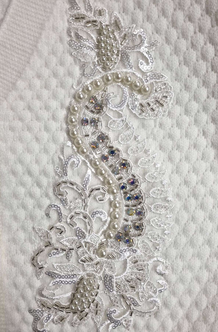 Dorothy Paisley Embellished Bubble Knit Cardigan-Ivory