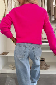 Elisha Light Knitted Jumper Sweater-Hot Pink