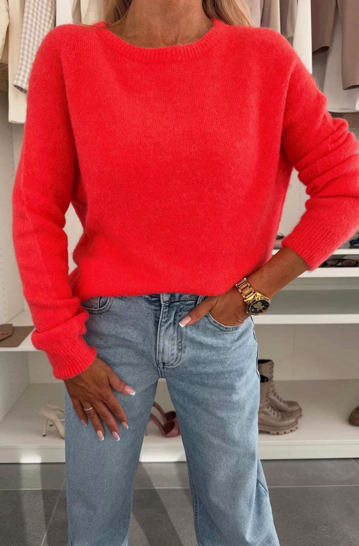 Elisha  Alpaca Lightweight Knitted Jumper Sweater-Orange