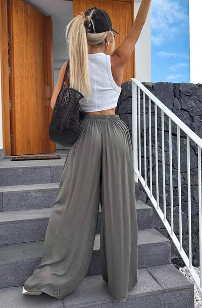 Esha Wide Leg Trousers-Charcoal