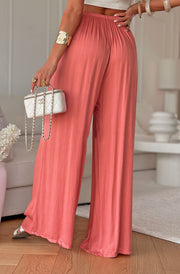 Esha Wide Leg Trousers-Coral
