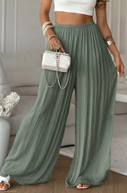 Esha Wide Leg Trousers-Olive