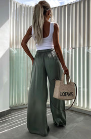 Esha Wide Leg Trousers-Olive