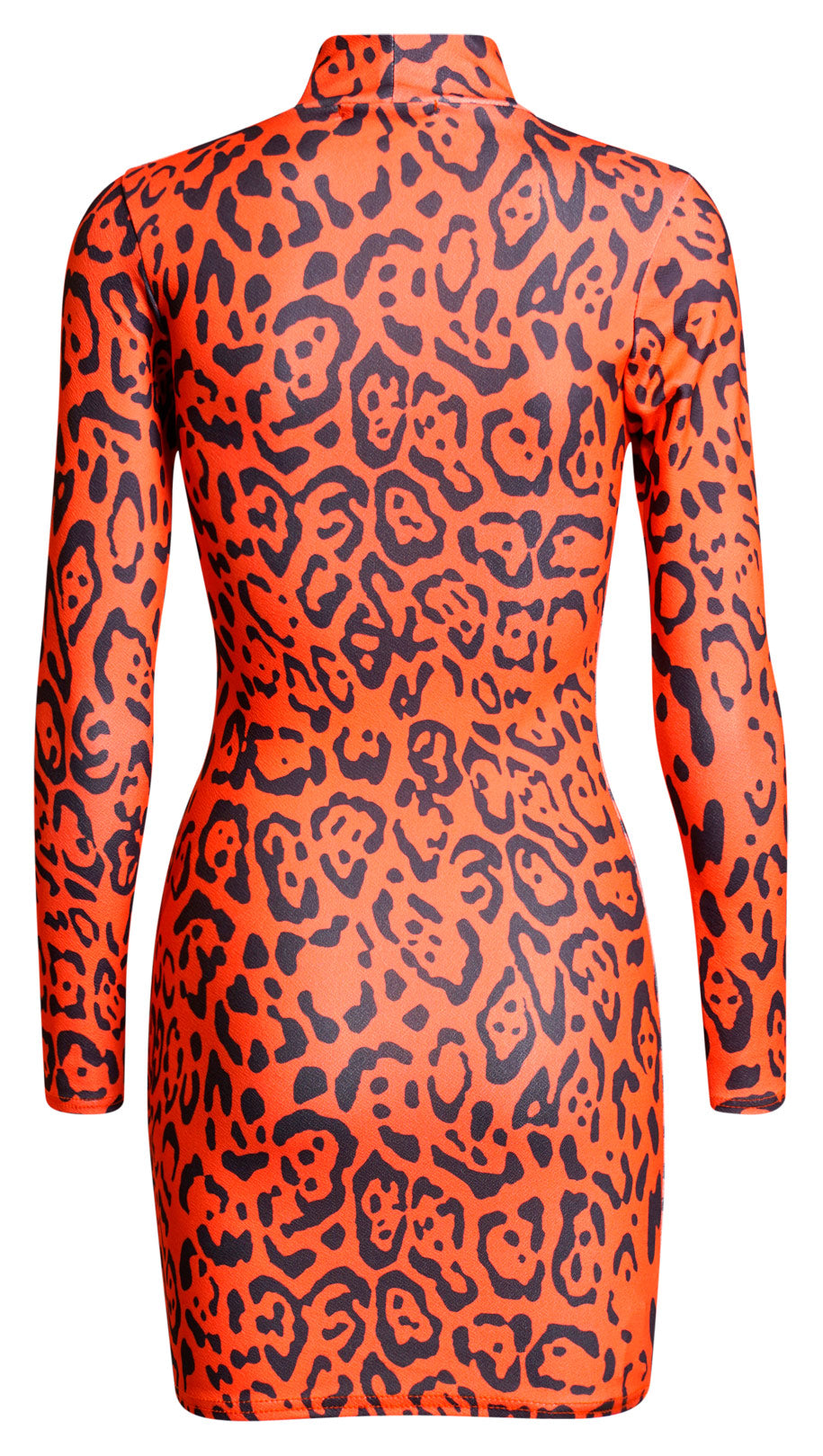 Faria Leopard High Neck Dress-Orange