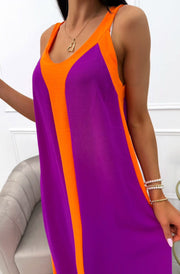 Fern Sleeveless Contrast Maxi Dress-Purple