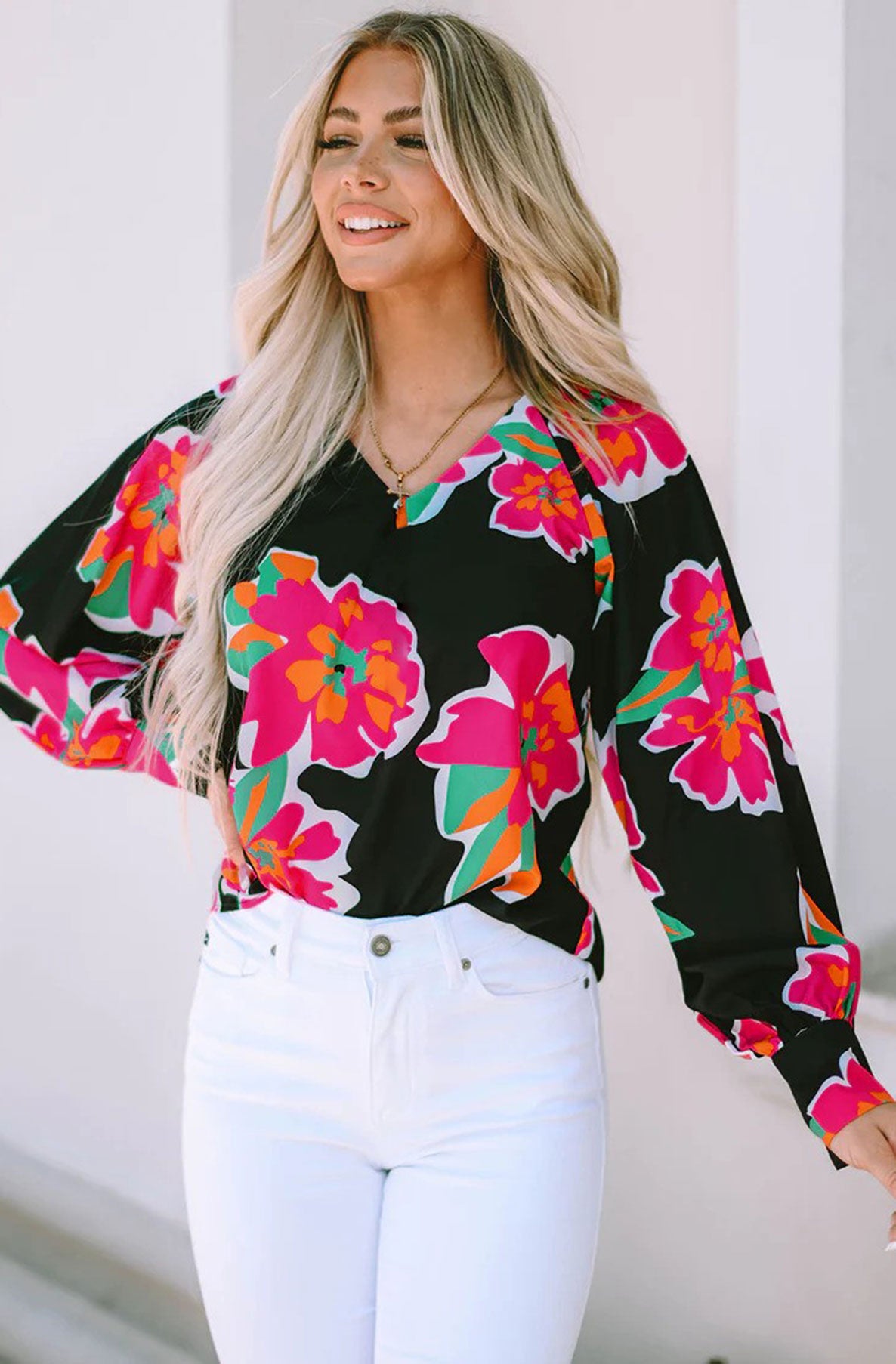 Imogen Abstract Floral Blouse Shirt Top-Multi