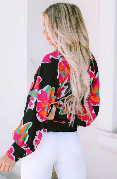 Imogen Abstract Floral Blouse Shirt Top-Multi