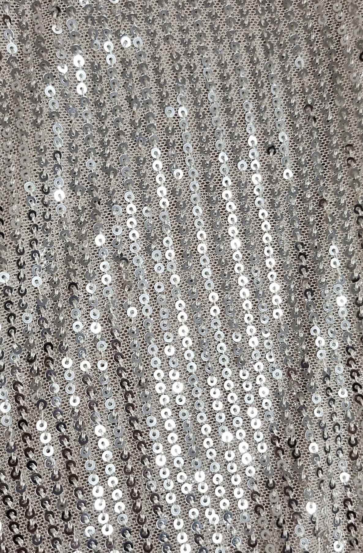 Iva Sequin Sleeves Frill Neckline Chiffon Shirt Blouse Top-Stone