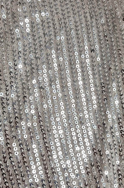 Iva Sequin Sleeves Frill Neckline Chiffon Shirt Blouse Top-Stone