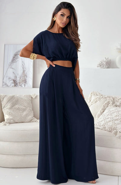 Janette Two Piece Co-Ord Set-Navy