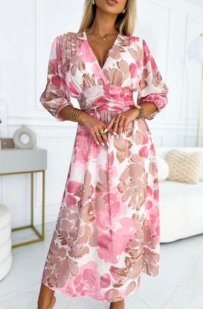 Jessica Chiffon Floral Maxi Dress-Pink