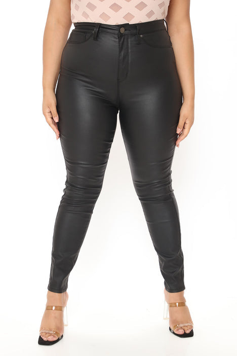 Jordan Faux Leather Pocket Detail Trousers-Black