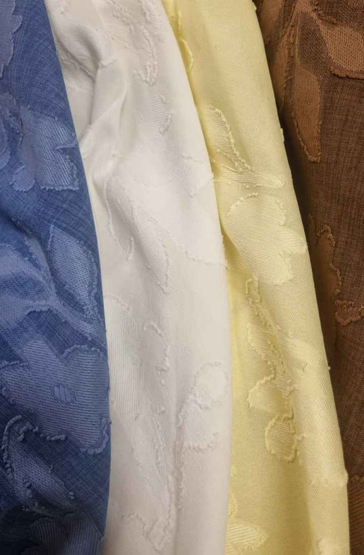 Judith Oversized Textured Floral Batwing Boat Neck Blouse Top-Yellow