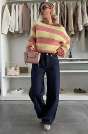 Kade High Waisted Balloon Leg Denim Jeans-Dark Blue