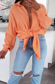 Kasia Oversized Cotton Gauze Style Shirt Dress Top-Coral