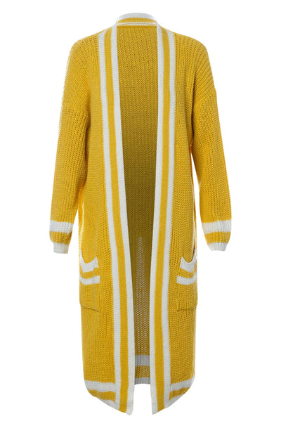 Kiki Longline Knitted Cardigan-Yellow