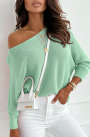 Kori Open Back Bow Light Knitted Sweater Jumper-Mint