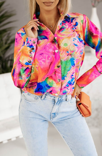 Kyrie Abstract Print Multicoloured Shirt Blouse Top