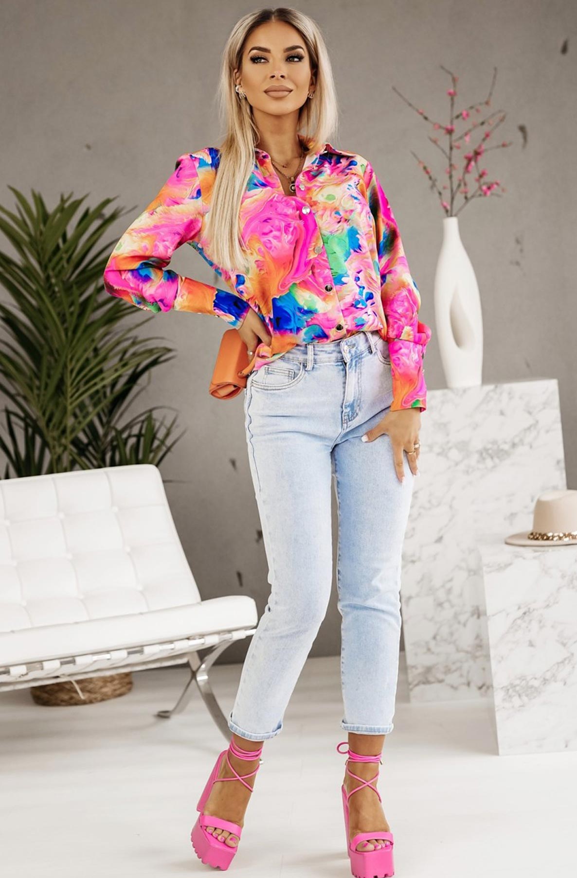 Kyrie Abstract Print Multicoloured Shirt Blouse Top